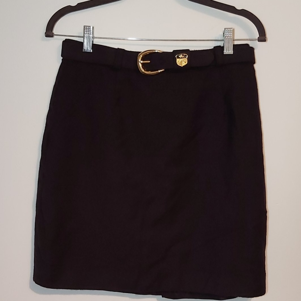 vintage high waist navy skirt with belt